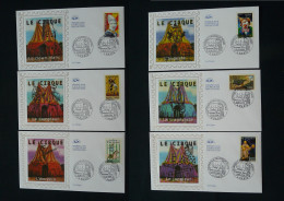 Série De 6 Set Of 6 FDC Cirque Circus France 2008 (version Soie) - Circus