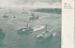 3818 – B&W PC – New York Harbor From Brooklyn Bridge – Boats – Undivided Back – Unwritten – VG Condition - Hudson River