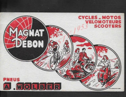 ANCIEN BUVARD ILLUSTRÉE MAGNAT DEBON CYCLE VELO MOTO VELOMOTEURS SCOOTERS PNEUS A WOLBER - Fahrrad & Moped