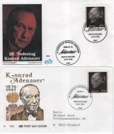 Germany Deutschland 1992 FDC Konrad Adenauer, German Statesman, Deutscher Politiker, Canceled In Berlin - 1991-2000