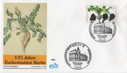 Germany Deutschland 1992 FDC 125 Jahre Zuckerinstitut, Sugar Institute, Canceled In Berlin - 1991-2000