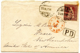 SUISSE - SBK 43 50C SUR LETTRE DE LUZERN POUR LES ETATS UNIS, 1871 - Lettres & Documents