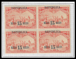 1911 MNH** BLOCK OF 4 Portugal AZORES Açores 4º Centenário Caminho P/ India OVP "Republica"  AFINSA# 136 - Unused Stamps