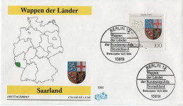 Germany Deutschland 1994 FDC Wappen Der Lander, Saarland, Canceled In Berlin - 1991-2000