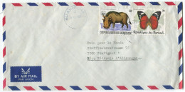 Cover Burundi 1986 Warthog WWF Overprint Butterfly - Lettres & Documents