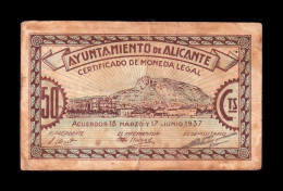 España Spain Billete Local Guerra Civil Alicante 50 Céntimos 1937 Bc F - Sonstige & Ohne Zuordnung