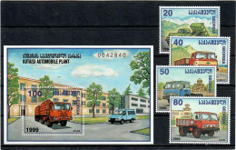 Georgia 1999 . Lorries From The Kutaisi Car Plant . 4v.+ S/S . Michel # 320-23 + Bl. 19 - Géorgie