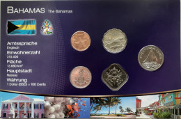 Bahamas 1,5,10,15,25 Cents 1992-2007, Set 5, Unc Sealed - Bahamas