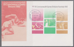 Australia 1982 Commonwealth Games Mini Sheet  First Day Cover - Brisbane Cancellation - Covers & Documents