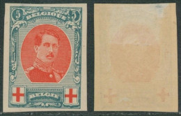 Croix-rouge - N°132 Non Dentelé / Ongetand + Variété : Frange Sous Le U De BELGIQUE (V8). Rare ! - 1914-1915 Red Cross
