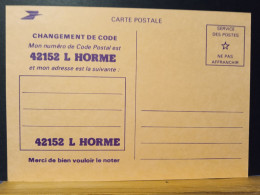 Code Postal. Carte Postale Saumon En Franchise Pour Le 42152  L'HORME. Neuve - Covers & Documents