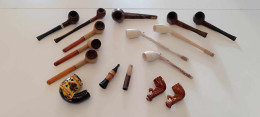 Lot De 16 Pipes De Divers Formes Et Matières - Bois - Céramique - Andere & Zonder Classificatie