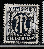 AM-Post 80 Pfennig, Gestempelt, Gepr. Hettler BPP - Usati