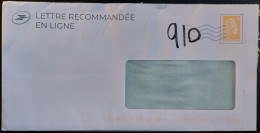Lettre Recommandée En Ligne Prétimbrée Marianne L'engagée Jaune + Code 910 Ajouté Manuellement Au Marker - PAP: Antwort/Marianne L'Engagée