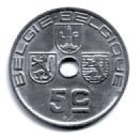 BELGIQUE / BELGIE - BELGIQUE/ 5 CENTIMES  / 1939 / CUPRO NICKEL / 2.58 G / 19 Mm - 10 Cents & 25 Cents