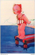 < ILLUSTRATEUR BEATRICE MALLET ENFANT EN MAILLOT DE BAIN "UNE...DEUX....ET...." COMITE DE L'ENFANCE - Mallet, B.