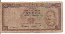 Timor 100 ESCUDOS 1959 VG+ P 24 - Hong Kong