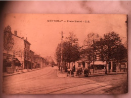 Lyon Montchat Place Henri Animé   Ecrite 1929 Timbre Semeuse Tampon Entier Etat Tres Bon - Lyon 3