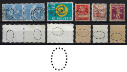 Switzerland 1899/1966 6 Stamp With Perfin O By Industrial Services Of The City Of Geneva Lochung Perfore - Perforés