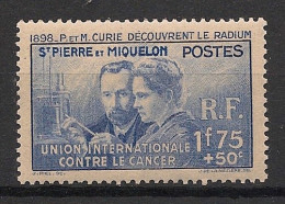 SPM - 1938 - N°YT. 166 - Marie Curie - Neuf* / MH VF - Unused Stamps