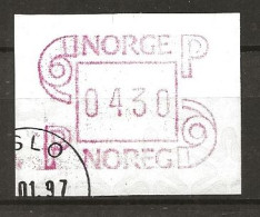 Norway 1997 ATM - Machine Label  NOK 4.30 - Vendel Machine Stamp Mi 3   - Cancelledn January 97 - Timbres De Distributeurs [ATM]