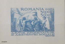 Romania 1947, Social Aid, MNH S/S - Unused Stamps