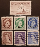 Canada 1953-55 USED  Sc O33,36,37,39,40,41-44  Queen Elizabeth, With G. - Gebraucht