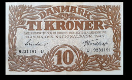 # # # Banknote Dänemark (Denmark) 10 Kroner 1943 AU # # # - Danemark