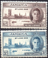 JAMAICA/1946/MNH/SC#136-7/PEACE ISSUE / KING GEORGE VI / KGVI / PARLIAMENT BUILDING LONDON/ FULL SET - Jamaïque (...-1961)