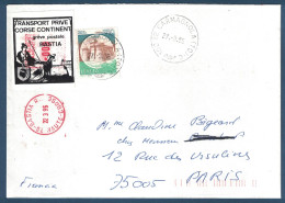 LETTRE GREVE POSTALE BASTIA 1995 VIGNETTE TRANSPORT PRIVÉ CORSE CONTINENT + TIMBRE ITALIEN CAD CACHET CARMAGNOLA - Documents