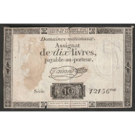 ASSIGNAT DE 10 LIVRES - 24/10/1792 - DOMAINES NATIONAUX - SERIE 12156 - TB+ - Assignate