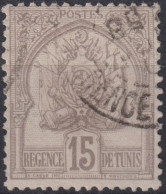 1901 Tunesien > Frankreich (alte Kolonien Und Herrschaften) ° Mi:TN 22, Yt:TN 24,  Coat Of Arms On Punctured Background - Gebruikt
