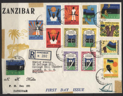 Zanzibar (01) 1964 Set. First Day Cover - Single Sheet. Hinged. - Zanzibar (1963-1968)