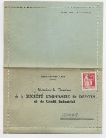 FRANCE PAIX 50C PERFORE S.L. NEUF SUR CARTE LETTRE SOCIETE LYONNAISE ROANNE LOIRE 1935 - Storia Postale