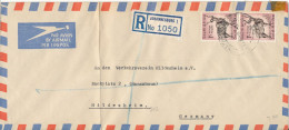 South Africa Registered Air Mail Cover Sent To Germany 1959 Folded Cover Topic Stamps - Poste Aérienne