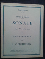 LUDWIG VAN BEETHOVEN SONATE OPUS 2 N 1 POUR PIANO PARTITION EDITIONS PHILIPPO - Instrumento Di Tecla