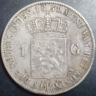 Netherlands 1 Gulden Willem William III 1851 VF Sharp Detail - 1849-1890: Willem III.