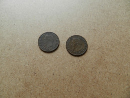 Lot  De  2 Monnaies   2 Centimes  1862 A  Tete Lauré  + 1857 W Tete  Nue - Lots & Kiloware - Coins