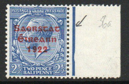 Ireland 1922-3 Saorstat Overprint On 2½d Bright Blue, No Accent On 2nd A Of SaorstAt, Stamp MNH, SG 56 - Nuevos