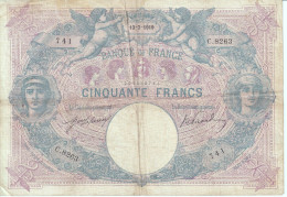 BILLETE DE FRANCIA DE 50 FRANCS DEL AÑO 1919 BLEU ET ROSE (BANKNOTE) - 50 F 1889-1927 ''Bleu Et Rose''