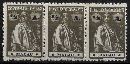 MACAU 1922 CERES 1/2A - 12x11.5 - TRIO M NG (NP#72-P06-L2) - Neufs