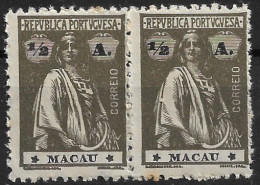 MACAU 1922 CERES 1/2A - 12x11.5 - PAIR M NG (NP#72-P06-L6) - Unused Stamps