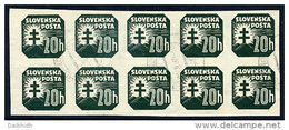 SLOVAKIA 1939 Newspaper 20 H. With Watermark, Used Block Of 10.  Michel 61y - Used Stamps