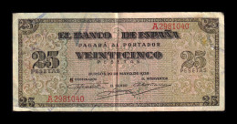 España Spain 25 Pesetas Burgos 1938 Pick 111 Serie A Mbc Vf - 25 Pesetas