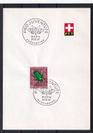 Pro Juventute Zumst. 171 / Mi. 651 Schweiz 1957 - Rosenkäfer (Cetonia Aurata) Auf Rose - PTT Faltblatt ET-Sonderstempel - Brieven En Documenten