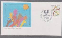 Australia 1985 International Youth Year First Day Cover- Adelaide SA - Cartas & Documentos