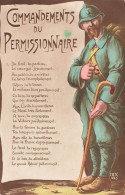 FANTAISIES - Hommes - Un Militaire - Un Poème - Commandements Du Permissionnaire - Carte Postale Ancienne - Männer