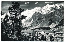 CPSM Dentelée 9 X 14 Suisse Canton Du Valais SAAS-FEE (1800 M) Mit Täschhorn (4490 M) Dom (4545 M) Und Lenzapitze (4294) - Saas-Fee