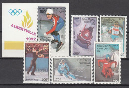 Olympia 1992:  Laos  5 W + Bl ** - Winter 1992: Albertville