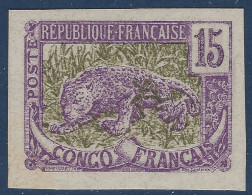 CONGO Essai Du N°32 15c Panthère Violet Et Vert Sur Papier Carton TTB - Autres & Non Classés